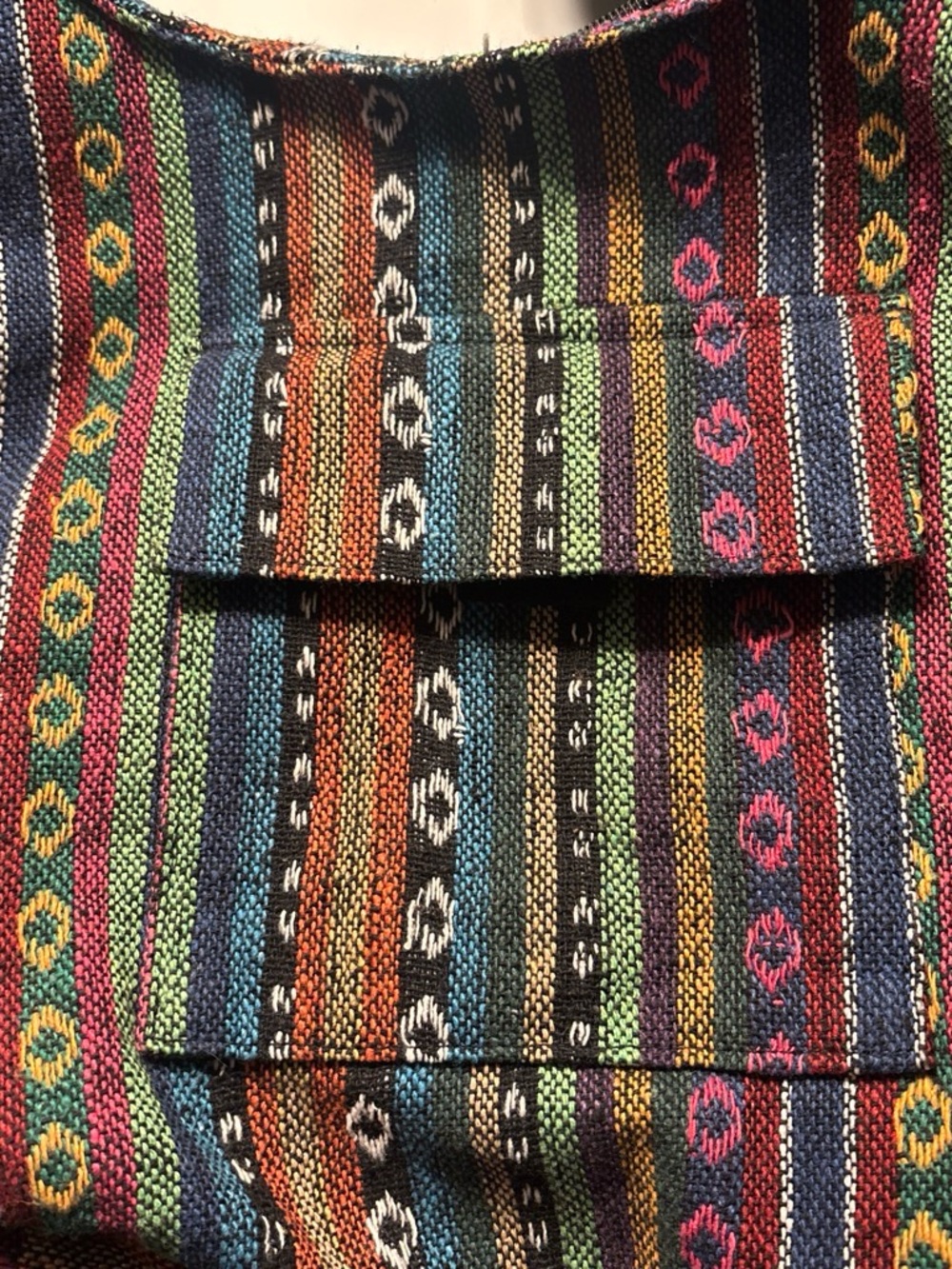 Woven Multicolor Striped Cargo Bag - Vibrant Tribal Pattern